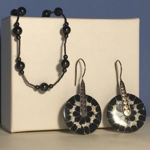 Black necklace and earrings